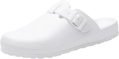 Miniatura 13 de Zuecos de jardín para mujer, zapatos cómodos de EVA sin cordones, bonitos zuecos impermeables impresos para enfermeras, hogar, exteriores, cocina