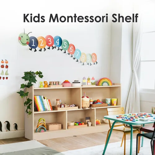Miniatura 4 de Leeshyah Estante de madera para juguetes de 5 secciones para niños, estante Montessori con estantería abierta y diseño personalizable Diseño