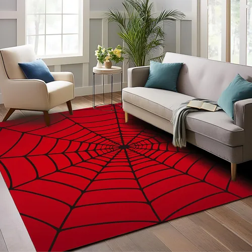 Miniatura 11 de Alfombras de área con diseño de rosa roja abstracta, alfombra de hojas negras de 1,52 x 2,13 m lavable para sala de estar, alfombra