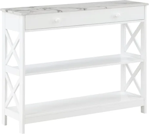 Miniatura 10 de Convenience Concepts Oxford - Mesa consola con 1 cajón con estantes, madera de granero/negro