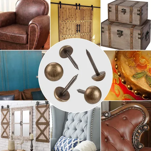 Miniatura 3 de Tachuelas de latón puro macizo como tachuelas de tapicería antiguas para muebles, pasadores decorativos para madera, tachuelas de alfombra