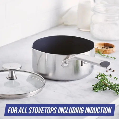 Miniatura 4 de Blue Diamond Cookware - Cacerola antiadherente de cerámica de acero inoxidable de tres capas, de 1.6 cuartos de galón con tapa, sin PFAS
