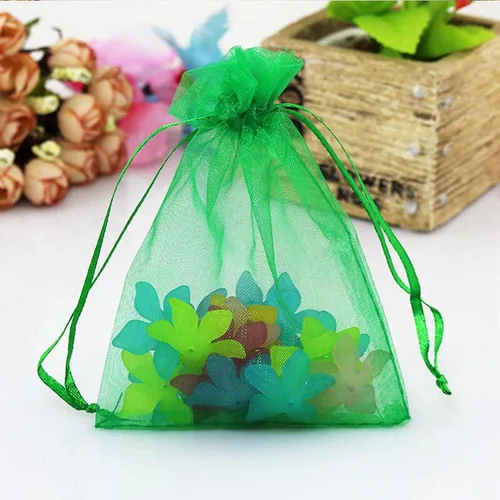 Miniatura 6 de Paquete de 50 bolsas de organza de regalo con cordón verde de 4 x 6 pulgadas para baby shower, Navidad, cumpleaños de bebé, recuerdo de fiesta
