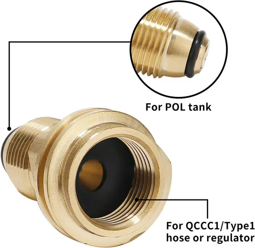Miniatura 2 de Adaptador de tanque de propano, convierte la válvula de tanque POL LP en manguera o regulador QCC1/Type1