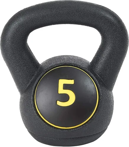Miniatura 9 de BalanceFrom Juego de pesas rusas de vinilo, opciones de 30/45/50/75 libras, pesas de entrenamiento de fuerza rellenas de cemento con agarre