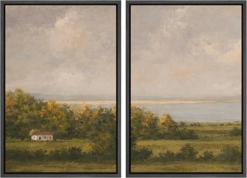 Miniatura 53 de SIGNWIN Lienzo enmarcado para pared, juego de arte sereno de paisaje de pantanos, ilustración rústica, arte moderno, minimalismo, decorativo
