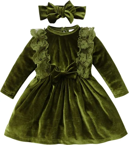 Miniatura 79 de IDOPIP Vestido tutú de terciopelo para niñas pequeñas, vestido de manga larga para princesa, Navidad, cumpleaños, fiesta, boda, vestidos de otoño e