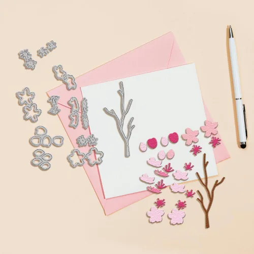 Miniatura 4 de GLOBLELAND Troqueles de corte de flor de cerezo para hacer tarjetas, flores, corte de rama, para bricolaje, álbumes de recortes, diario, papel