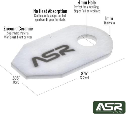 Miniatura 3 de ASR Outdoor Paquete de 2 Micro EDC Cerámica Striker Survival Fire Starter - Herramienta de supervivencia de emergencia Crea chispas Blanco