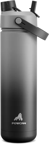 Miniatura 37 de POWCAN - Botella de agua térmica 2 en 1, sorbete y tapa con boquilla, antifugas, acero inoxidable sin BPA, apta portavasos automóvil, bebida fría 24
