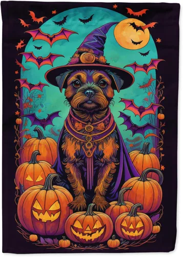 Miniatura 50 de Caroline's Treasures DAC1466GF - Bandera decorativa para jardín de Halloween de Affenpinscher Witchy para jardín, decoración para patio exterior