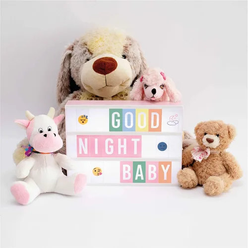 Miniatura 5 de BONNYCO Caja de luz rosa estilo cinematográfico con 400 letras, emojis, 2 marcadores. Caja de luz LED para decoración de hogar y oficina, cartel