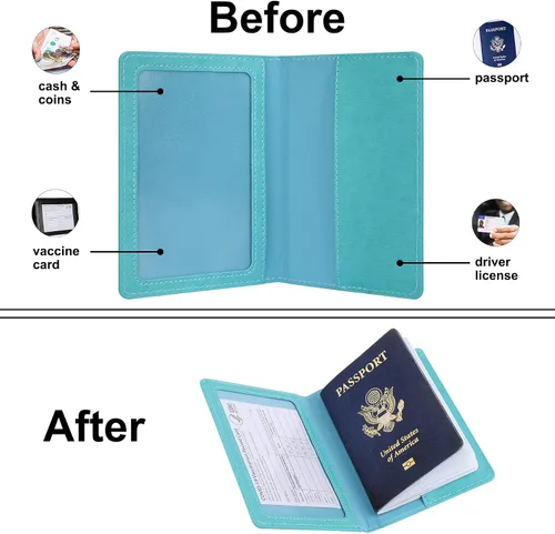 Miniatura 4 de labato - Cartera de piel sintética para pasaporte con tarjetero de vacuna, Mint