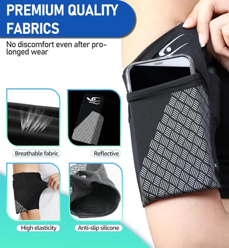 Miniatura 3 de HiRui Brazalete deportivo universal para teléfono celular, brazalete para correr para entrenamiento de ejercicio, compatible con iPhone Negro