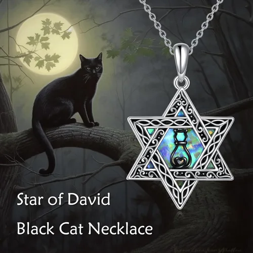 Miniatura 4 de CRMAD Collar de plata de ley con cruz de David, símbolo de paz, urnas, árbol de la vida, concha de abulón, joyería judía para mujeres y hombres