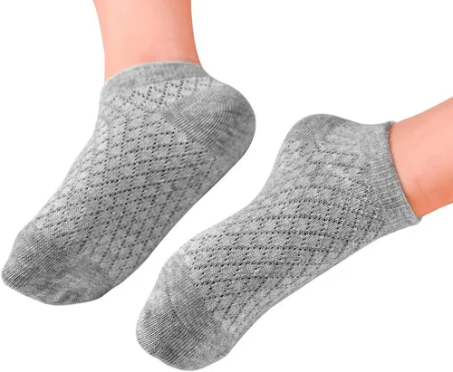 Miniatura 26 de Looching Paquete de 5 calcetines delgados de malla para bebés, niñas y niños, de algodón, color blanco, calcetines de tobillo invisibles 1-8T