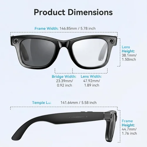 Miniatura 9 de AI Smart Glasses with Camera and Bluetooth,8MP 2K HD Camera Glasses,AI Voice Control,AI Photo Recognition and Translation,Smart Anti-Blue Light