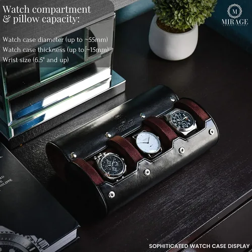 Miniatura 4 de Organizador de cajas de reloj para relojes, estuche de viaje para hombres y mujeres, funda de transporte de 3 relojes y exhibición, color negro jade