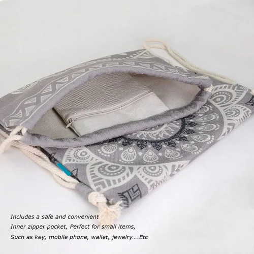 Miniatura 3 de Miomao Mochila con cordón estilo mandala, bolsa de lona para deportes de playa