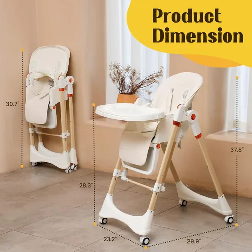 Miniatura 6 de Silla alta convertible 6 en 1 con balancín Silla alta de bebé para recién nacidos a niños pequeños (0-3 años) Ajustable, plegable y fácil