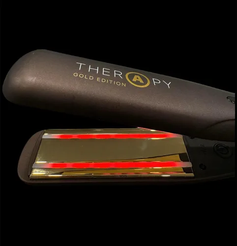 Miniatura 9 de Therapy Iron Gold Edition - Placas de cerámica de 1 1/4 pulgadas con tecnología infrarroja que repara el cabello Dorado
