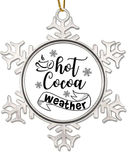 Miniatura 8 de Adornos de Navidad para árbol, cacao caliente, clima, regalos de recuerdo de Navidad, copo de nieve de metal, decoración de árbol de Navidad, citas