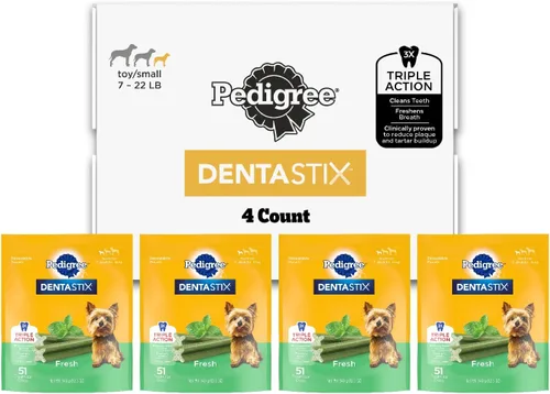 Miniatura 22 de Pedigree Dentastix - Golosinas para perros de raza pequeña y juguete, originales con pollo real, bolsa de 14 onzas (58 golosinas)