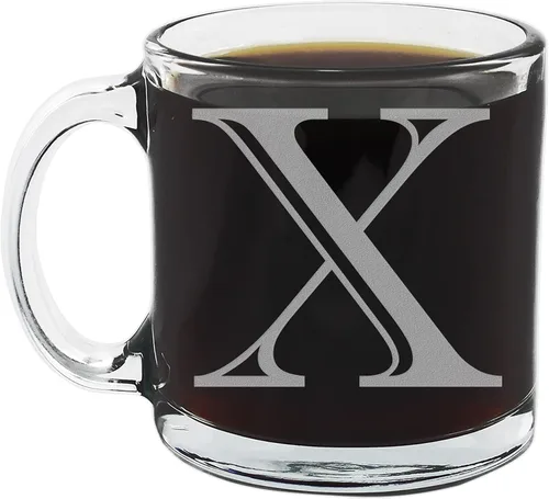 Miniatura 23 de Spotted Dog Company Taza de café de vidrio transparente con monograma grabado de 12 onzas (letra A), regalos de café personalizados de la A a la Z