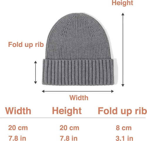 Miniatura 7 de accsa 2 Pack Men Winter Knit Beanie Hats Soft Warm Stretchy Skull Cap Unisex Cuffed Plain Hat for Men