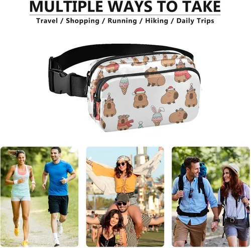 Miniatura 6 de Capybara Christmas White Fanny Packs for Women Men Belt Bag Fashion Waist Packs Crossbody Bag Casual Waist Pouch Bum Bags for Workout