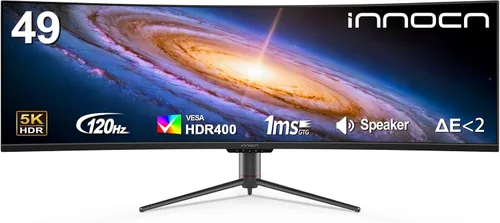 INNOCN Monitor curvo de 49 pulgadas para juegos ultra ancho 5K2K 120Hz 32:9 QHD 5120 x 1440P, R1800, 99% sRGB, HDR400, USB tipo C, DisplayPort,