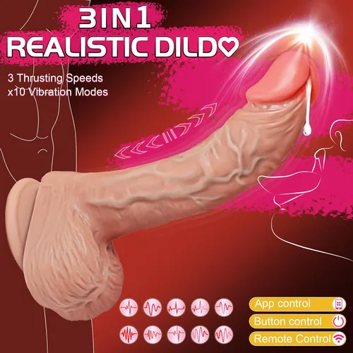 Miniatura 2 de Juguetes sexuales con consolador de empuje para mujeres, consoladores Venght de 9" con vibrador de punto G, juguetes anales con 10 vibraciones y 3