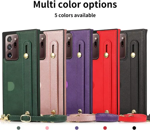 Miniatura 7 de Funda Samsung Galaxy Note 20 Ultra con correa de piel ajustable, tarjeteros cruzados, función atril - KB negro