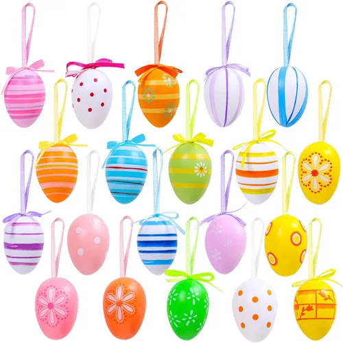 Miniatura 10 de Elcoho - Huevos colgantes de Pascua, de plástico, ornamentos para la Pascua, decoración de Pascua, estilos al azar