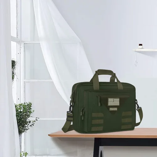 Miniatura 7 de MOSISO Bolsa táctica para laptop de 15.6 pulgadas para hombres, bolsa de mensajero táctica de 15-16 pulgadas, bolsa de hombro con múltiples Verde