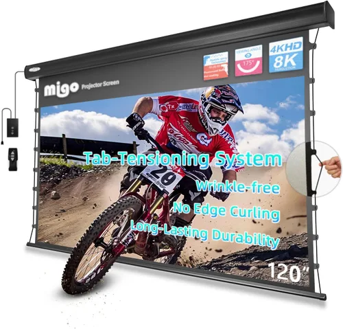 Miniatura 10 de Migo 120 pulgadas pantalla de proyección de bajada manual, Super Ganancia 3.0 blanca suave 16:9 4K Ultra HD, pantalla de proyección montada