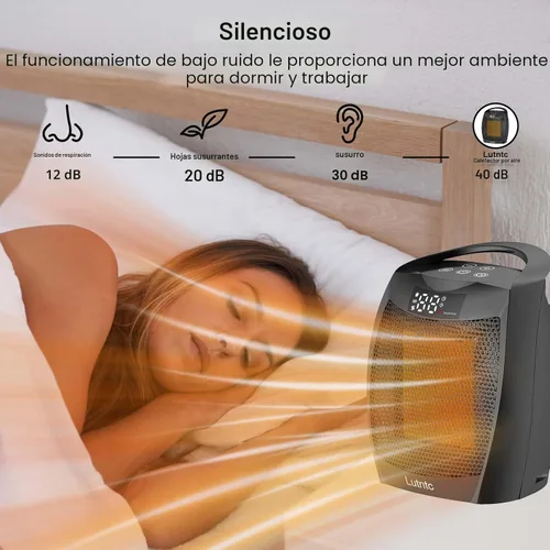 Miniatura 4 de Calentador portátil de cerámica de 1500 W, calentamiento rápido, pantalla digital con controles táctiles, mango integrado, protección contra