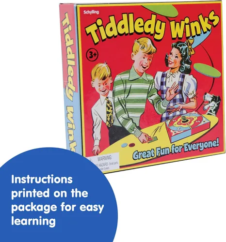 Miniatura 3 de Schylling Tiddledy Winks - Juego clásico para toda la familia - Incluye tablero de juego, taza y guiños - A partir de 3 años