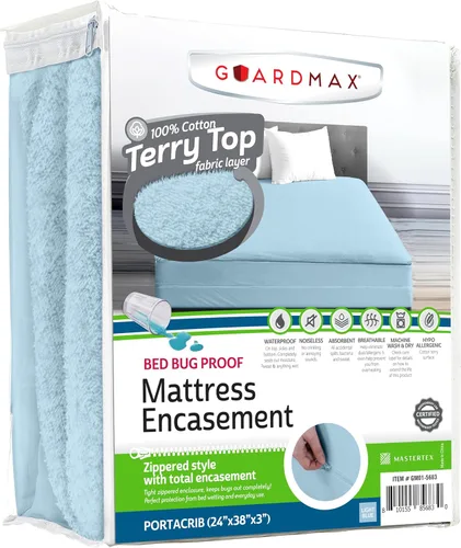 Miniatura 64 de Guardmax Funda de colchón Queen con cremallera, protector de colchón 100% impermeable, suave y absorbente de algodón de rizo superior para niños, 1
