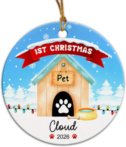 Miniatura 14 de Adorno personalizado de primer cumpleaños de oso bebé, adorno personalizado para la primera Navidad del bebé, adornos de cerámica de feliz