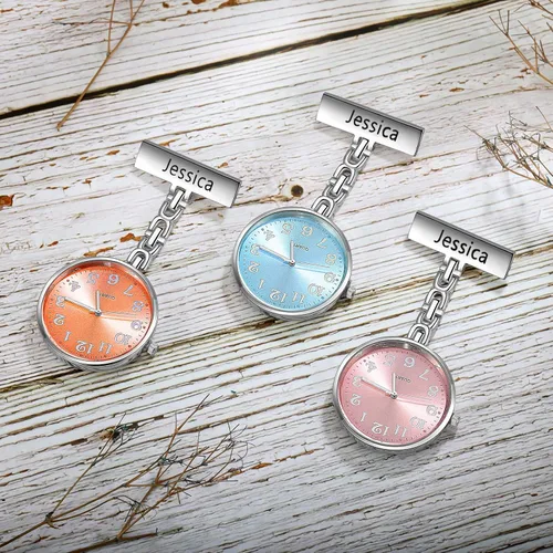 Miniatura 5 de Relojes de enfermera para enfermeras, médicos, relojes de enfermería personalizados, con nombre grabado, pin de solapa en el reloj de enfermería