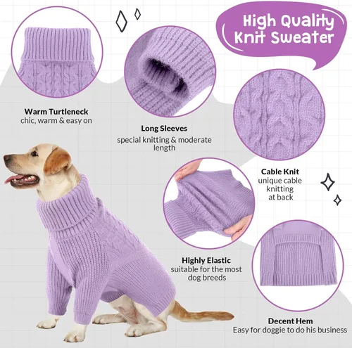 Miniatura 3 de Queenmore Suéter para perro, suéter para cachorros para perros pequeños, suéteres cálidos de invierno y otoño para perros, niñas y niños, suéter