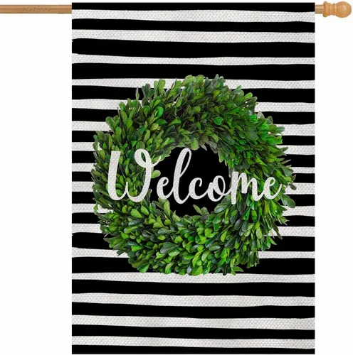 Miniatura 23 de AOYEGO Bandera vertical de bienvenida para casa de gato, arpillera de doble cara, gato negro con ojos amarillos, decoración de temporada al aire