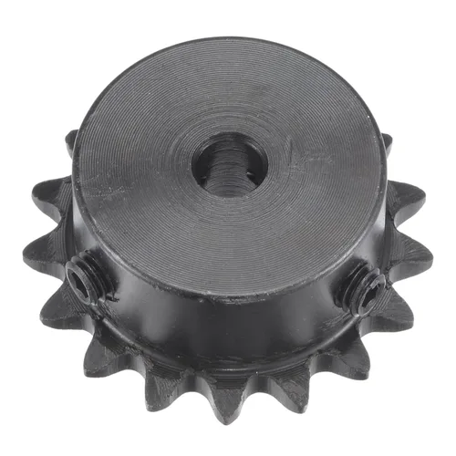 uxcell Piñón de rodillo de 17 dientes tipo B, cadena # 25, paso de un solo filamento de 1/4 pulgadas, óxido negro de 0.236 in de orificio de acero