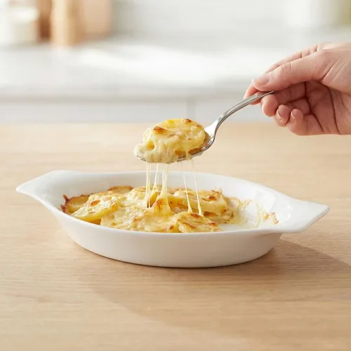 Miniatura 5 de Platos ovalados de cerámica para hornear gratinados de 5 x 8 pulgadas 12 OZ, juego de 4 cuencos para banana split, para porciones de 1 o 2 personas