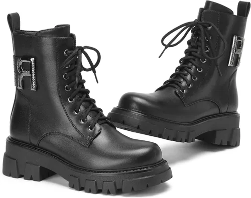 Miniatura 11 de Botas de combate para mujer, botas rave para mujer, botas de motocicleta de moda, con hebilla, góticas, tacón grueso