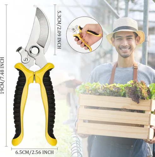 Miniatura 2 de Lothee 9 tijeras de jardín, podadoras de jardín, podadoras de derivación a granel, resistentes para jardinería, setos de plantas, tijeras de flores