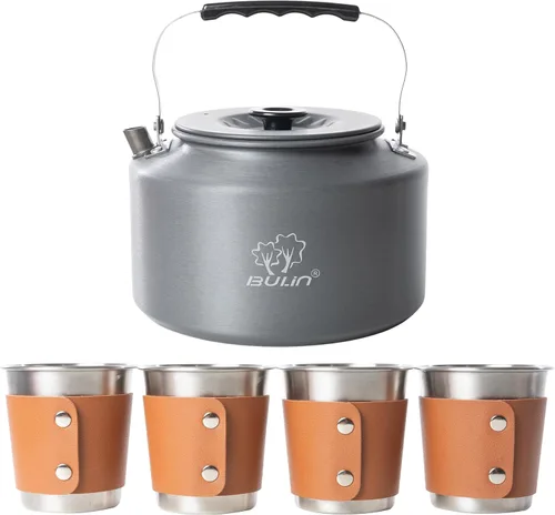 Miniatura 13 de Bulin Hervidor de Camping, Hervidor de Té Grande Portátil de 2.2L para Estufa, Calentamiento Rápido, Agua Caliente Hirviendo para Fuego Abierto