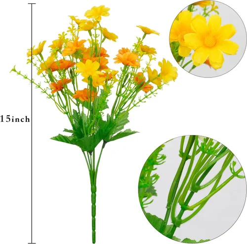 Miniatura 6 de LikSoor Margarita artificial, 8 paquetes de flores para mamás, plantas resistentes a los rayos UV, flores de seda falsas que no se decoloran