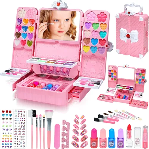 Miniatura 7 de Kit de Maquillaje para Niñas - Maquillaje Lavable No Tóxico para Niños, Juguetes de Princesa para Niñas Pequeñas, Juego de Maquillaje para Niños
